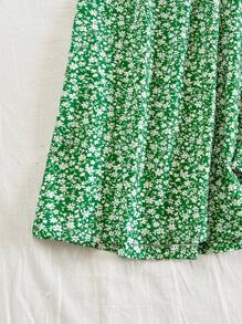 Soleia Spring Break Ditsy Floral Print High Waist Wide Leg Pants Sage Green Dress