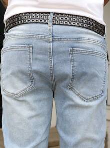 Manfinity Homme Men's Casual Denim Jeans, Suitable For Summer - Light Wash - View 6