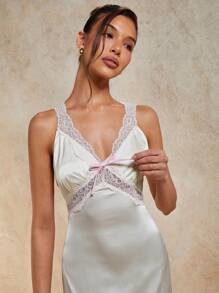 COSMINA Women's Lace Patchwork Backless Sleeveless Dress - Apricot - View 6