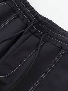 Manfinity Homme Plus Size Men Casual Multi-Pocket Cargo Pants, Daily Wear, Fall - Black - View 3