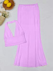 INAWLY Women Two Pieces Outfits For Daily Wear - Purple - View 3