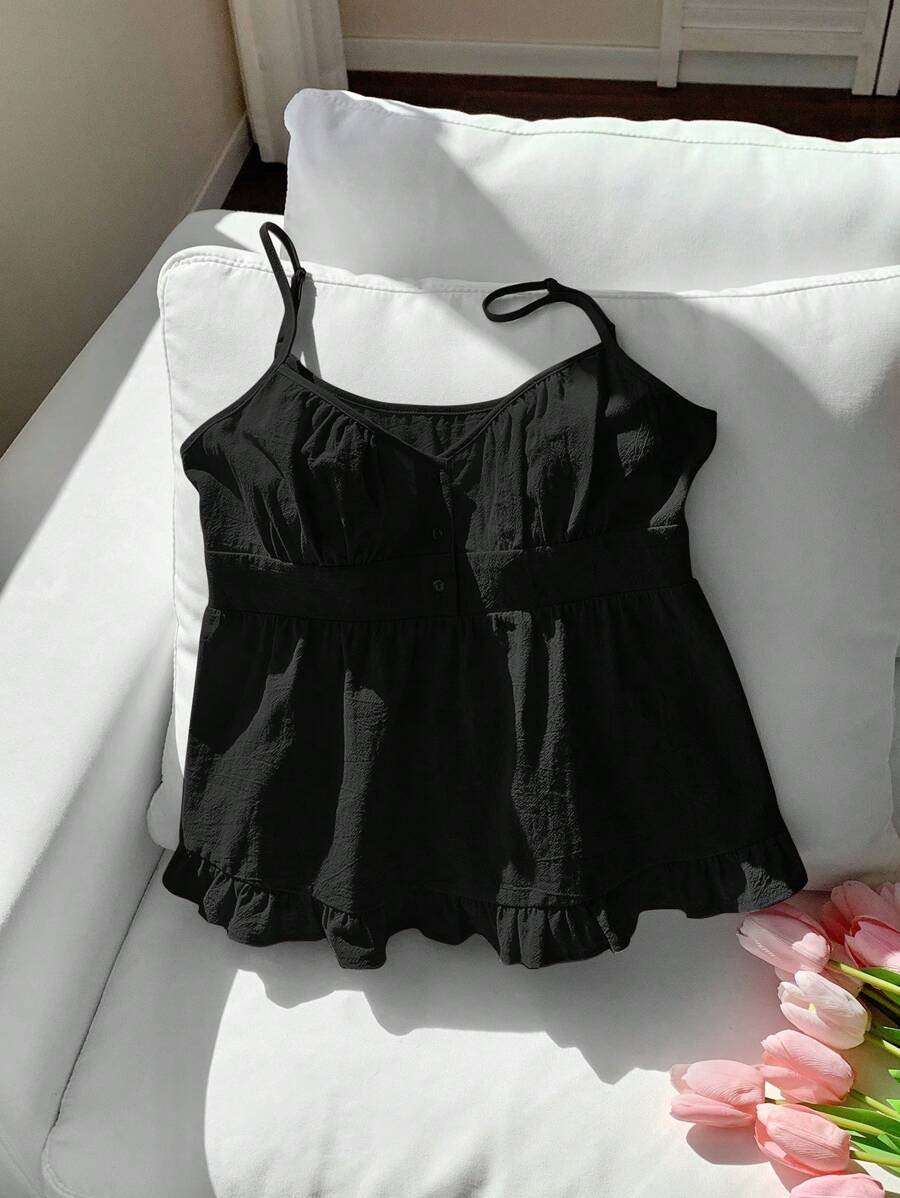 Comfortcana Rose Red Woven Camisole, Fashionable Summer Top For Women