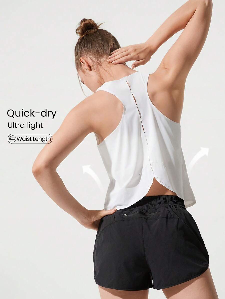 GLOWMODE Quick-Dry Lightweight Reflective 3D Cut Back Mesh Panel Active Running Tank Top Jogging Training Gym Workout Wear - White - View 1