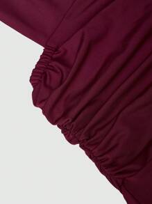 Flirla Plus Size Sexy Solid Color Backless Halter Neck Dress For Summer - Burgundy - View 3