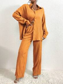 RueChic Women Two Pieces Outfits For Daily Wear - Orange - View 4