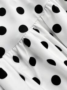 Sunnyshic Vestido sexy de talla grande de mujer con diseño retorcido y estampado de lunares con efecto hueco