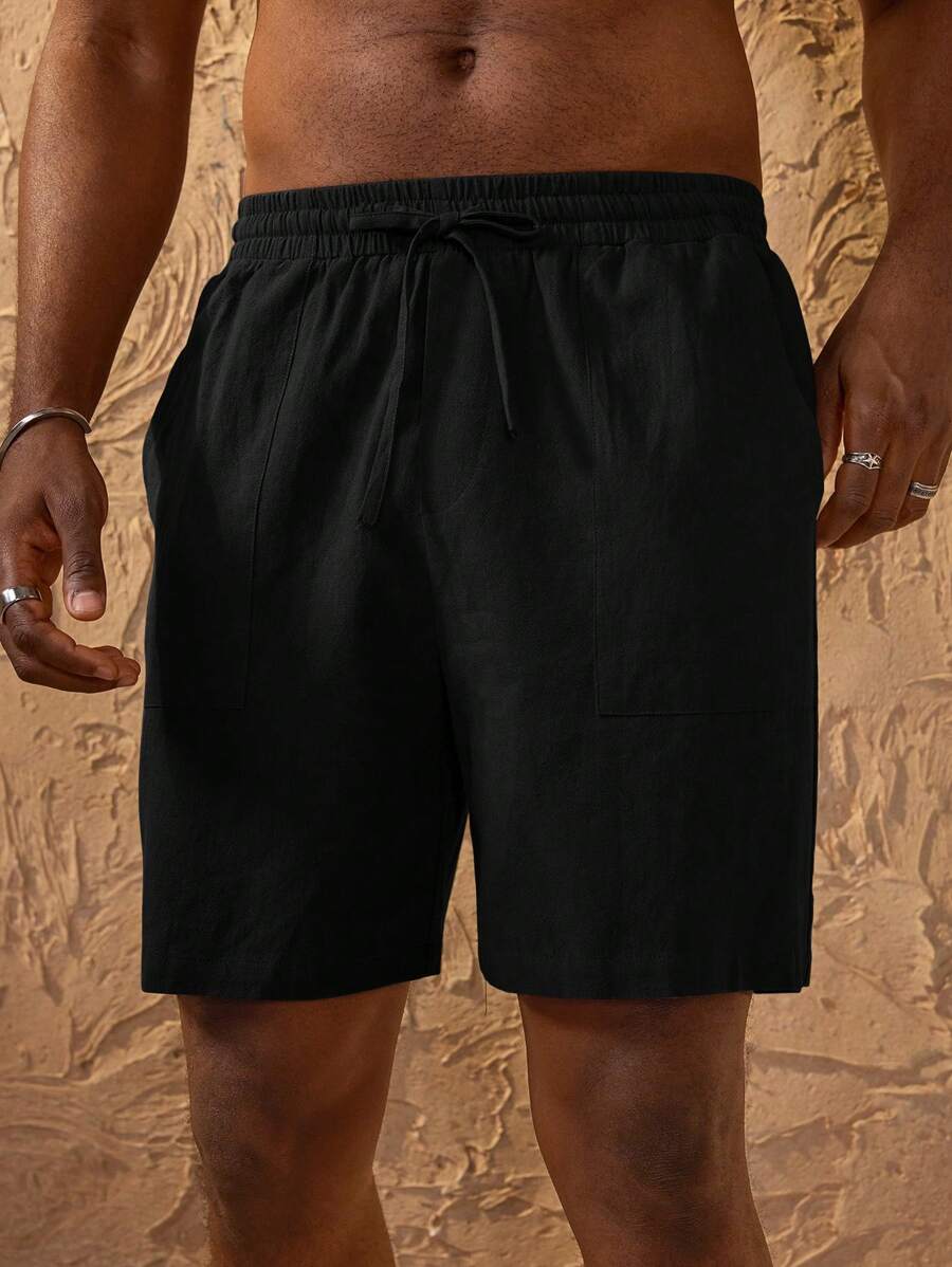 SHEIN Forever 21 亚麻百慕大短裤和亚麻纯色宽松及膝高腰基本款短裤，带侧袋，时尚款式