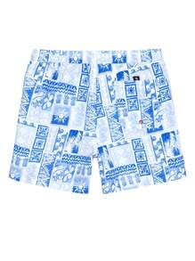 Surfspeed Men's Summer Full Print Drawstring Waist Beach Shorts - Baby Blue - View 2