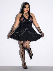 ROMWE J-Fashion Plus Size High Waist Casual Skirt, Summer - Black - View 3