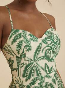 Travachic Tropical White Summer Beach Holiday Vacation,Holiday Sleeveless Jumpsuit For Women,Casual Bohemian Print,Western Wear,Concert Outfit,Ibiza Boho Style - Green - View 7
