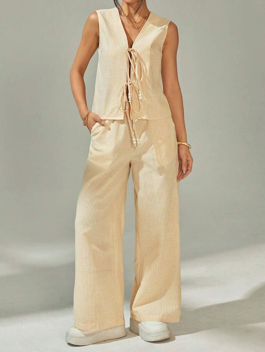 SHEIN PETITE Women Two Pieces Outfits For Daily Wear - Yellow - View 1