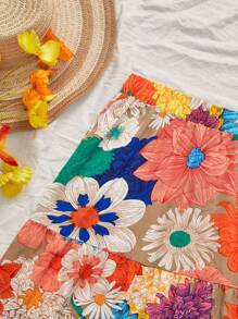 Vivid Eden Women's Vacation Colorful Floral Printed Loose High Waist Printed Maxi Skirt, Suitable For Spring/Summer Holiday, Casual Vacation,Beach,Festival - Multicolor - View 6