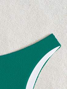 Swim Basics Women's Solid Color Hipster Bikini Bottoms For Summer Beach Vacation - Dark Green - View 5