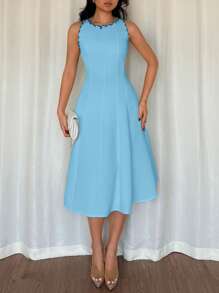 Rafferiza Women Solid Color Fashion Dress, Suitable For Summer - Blue - View 5