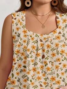 EMERY ROSE Bộ áo ba lỗ và áo hai dây in hoa cỡ lớn, thích hợp cho kỳ nghỉ hè - Màu vàng - Xem 4