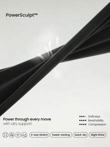GLOWMODE 24 英寸 Powersculpt™ 修身臀缝反光下摆紧身裤高强度健身跑步训练健身房 - 黑色 - 查看 5