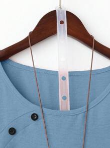 Linhara Plus Size Women's Printed 3/4 Sleeve Vacation Blouse, Spring/Summer - Blue - View 5