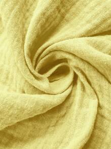 SHEIN LUNE Ladies' V-Neck Double Layer Cotton Wrinkled Fabric Short Sleeve Blouse - Yellow - View 6