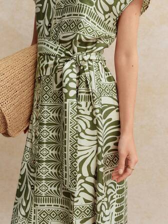 Écloséra 法式复古露肩系带领花卉印花女装