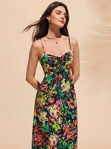 Almamuse Đầm dây mảnh thanh lịch cho kỳ nghỉ bãi biển thanh lịch dành cho nữ - màu đen - Xem 5