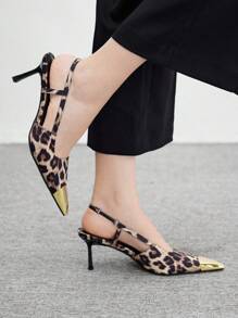 CUCCOO BIZCHIC Decolleté alla moda da donna con stampa leopardata e tacco alto