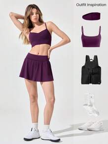 GLOWMODE 3.5英寸莫代尔丝滑可折叠腰裙带侧袋防滑抓地日常休闲装 - 櫻桃可樂 - 查看 6