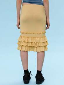 COUREZ Gonna midi a balze trasparente, outfit estivi da donna per primavera ed estate, stile Y2K/vintage casual
