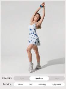 GLOWMODE FeatherFit™-Air Peekaboo Mini Dress With Built-In Shorts Pocket Square Neck Anti-Slip Crisscross Quick Dry Moisture Wicking Spring - Multicolor - View 7