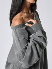 LYSMO Ramadan Oblique Shoulder Long Sleeve T-Shirt, Minimalist Fashion Casual Everyday Wear