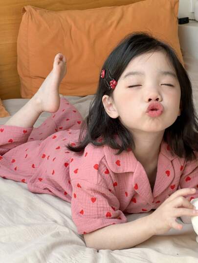 Dazy Kids 年轻女孩短袖衬衫和裤子套装，时尚夏季家居服