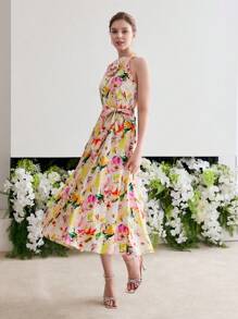 MOTF Soiréza FLORAL PRINT HALTER COCKTAIL DRESS - Multicolor - View 6