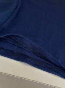 Souflis Souflis 女童靛蓝色运动休闲连衣裙，针织和梭织拼布不对称色块，适合女婴夏季玩耍、居家、度假，甜美可爱 - 彩色 - 查看 4