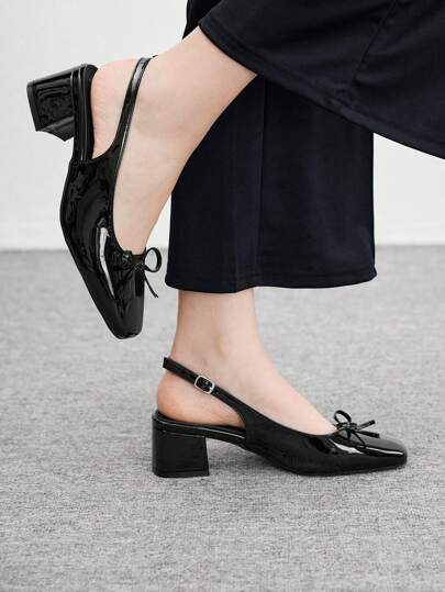 CUCCOO BIZCHIC 女士经典黑色高跟平底鞋，时尚