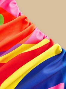 Swim Oasis Plus Size Geometric Print One Piece Swimsuit Set For Summer Beach Vacation - Multicolor - View 5