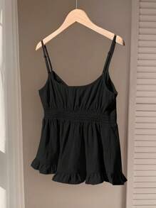 Comfortcana Rose Red Woven Camisole, Fashionable Summer Top For Women