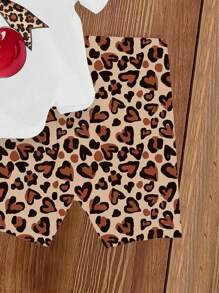 女婴樱桃印花短袖T恤和豹纹短裤套装 - 彩色 - 查看 5