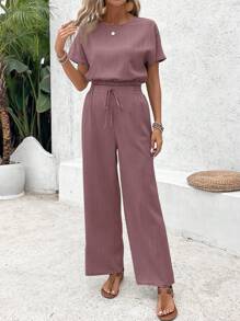 SHEIN Frenchy 女士日常两件套服装 - 紫色 - 查看 4