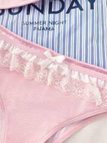 SHEIN Swim Summer Sweet Lace Edge Bikini Set - Baby Pink - View 4