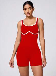 Seamluxe SHEIN Sport Damen Spaghetti-Träger Jumpsuits Po-hebend Workout Activewear rückenfrei Pilates Yoga Shorts, Neuheiten