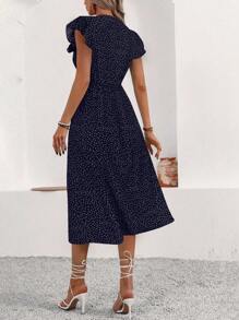 Breezaya Women V-Neck Short Sleeve Fashionable Casual Dress, Suitable For Summer - Royal Blue - View 2