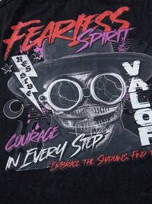 SHEIN 两件套青少年男童休闲柔软舒适学院风时尚实用百搭雪水印花短袖T恤和松紧腰短裤套装，适合春季、夏季日常穿着、户外玩耍、返校、街拍、派对和休闲场合。 - 深灰色 - 查看 3