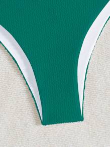 Swim Basics Women's Solid Color Hipster Bikini Bottoms For Summer Beach Vacation - Dark Green - View 6