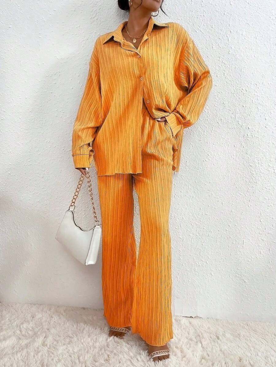 RueChic Women Two Pieces Outfits For Daily Wear - Orange - View 1