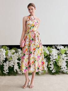 MOTF Soiréza FLORAL PRINT HALTER COCKTAIL DRESS - Multicolor - View 8