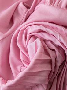 SHEIN Tall Beach Holiday Pleated Placement Print Sleeveless Maxi Dress - Pink - View 4