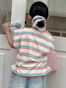 Dazy Kids 年轻女孩秋装圆领条纹字母印花无袖T恤，夏季 - 彩色 - 查看 2