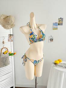 Soleia 3pcs/Set Fruit Print Bikini Set For Beach Vacation