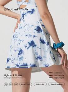 GLOWMODE FeatherFit™-Air Peekaboo Mini Dress With Built-In Shorts Pocket Square Neck Anti-Slip Crisscross Quick Dry Moisture Wicking Spring - Multicolor - View 6