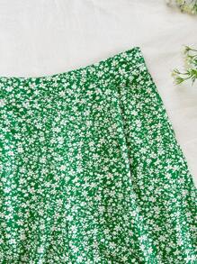 Soleia Spring Break Ditsy Floral Print High Waist Wide Leg Pants Sage Green Dress