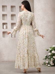 Veilorie 女士阿拉伯风格长袖连衣裙，简约时尚，适合夏季，端庄